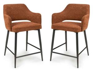 Tipton Rust Fabric Counter Bar Chairs with Black Legs in Pair
