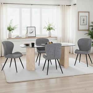 Mirano Clear Glass Top Dining Table With 4 Qinson Grey Chairs