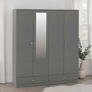 Delvian High Gloss Wardrobe With 4 Doors and 2 Drawers In Grey