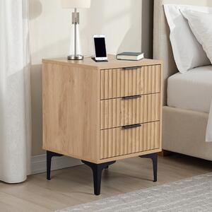 Merano Wooden Bedside Cabinet with 3 Drawers in Oak and Black