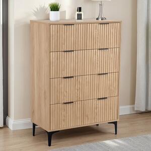 Merano Wooden Chest Of 5 Drawers in Oak and Black