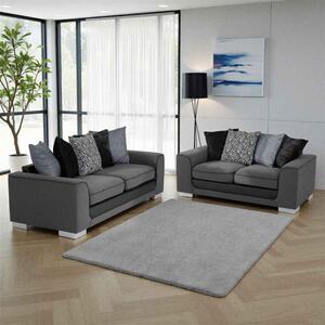 Lazaro Fabric 3+2 Seater Sofa In Light Grey