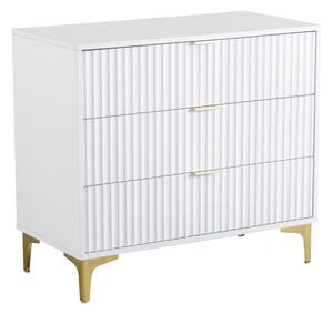 Merano Wooden Chest Of 3 Drawers in White and Gold