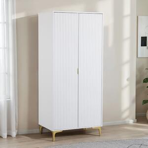 Merano Wooden Wardrobe with 2 Doors in White and Gold