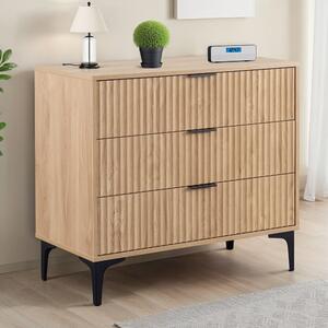 Merano Wooden Chest Of 3 Drawers in Oak and Black