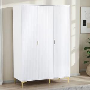 Merano Wooden Wardrobe with 3 Doors in White and Gold