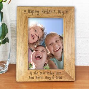 Personalised Happy Father's Day Wooden Photo Frame Natural