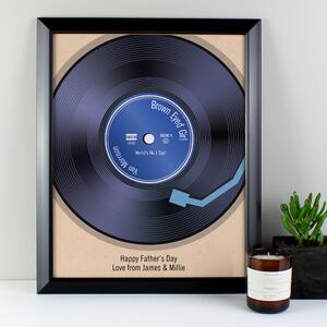 Personalised Retro Vinyl Framed Print Black