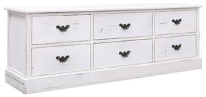 TV Cabinet Antique White 108x30x40 cm Solid Wood Paulownia