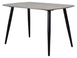 Rectangular Dining Table, Grey Oak Effect With Black Tapered Legs