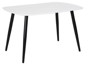 Rectangular Dining Table, White Painted Top With Black Tapered Legs