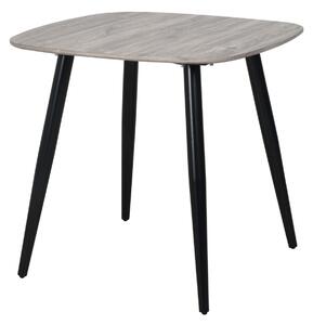 Square Dining Table, Grey Oak Effect With Black Tapered Legs