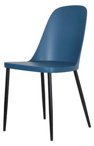 2x Duo Chair, Blue Plastic Seat With Black Metal Legs