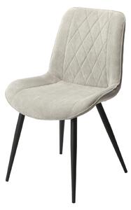 2x Diamond Stitch Lt Grey Cord Fabric Dining Chair, Black Tapered Legs