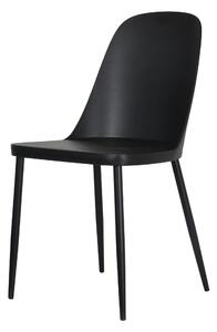2x Duo Chair, Black Plastic Seat With Black Metal Legs