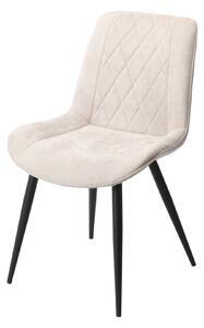 2x Diamond Stitch Natural Fabric Dining Chair, Black Tapered Legs
