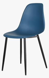 2x Curve Chair, Blue Plastic Seat With Black Metal Legs