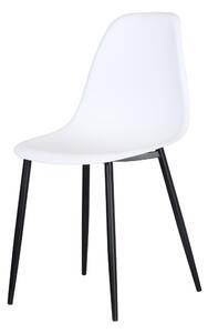 2x Curve Chair, White Plastic Seat With Black Metal Legs