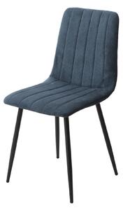 2x Straight Stitch Blue Cord Dining Chair, Black Tapered Legs