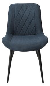 2x Diamond Stitch Blue Cord Fabric Dining Chair, Black Tapered Legs