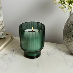 Cassis & Cocoa Ribbed Glass Candle Green