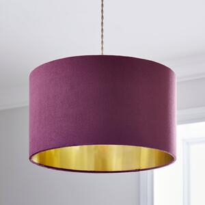 Clara Velvet Drum Lamp Shade Aubergine (Purple)