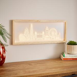 London Skyline Etched Neon Sign White