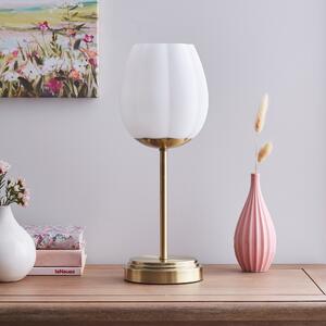 Frosted Tulip Ribbed Table Lamp Gold