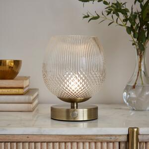 Cassia Pressed Glass Rechargeable Touch Dimmable Table Lamp Clear