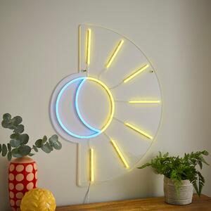 Sun and Moon Neon Sign White