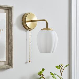 Frosted Tulip Ribbed Wall Light Gold