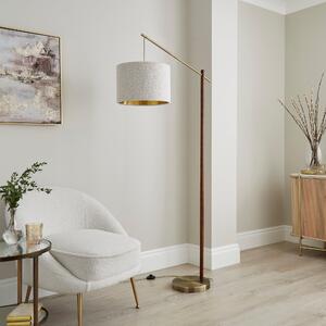 Hazelle Boucle Wooden Floor Lamp Off-White