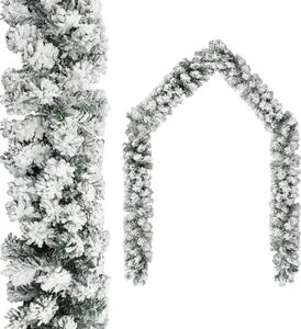 Christmas Garland with LEDs&Flocked Snow Green 20 m PVC