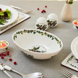 The Holly and the Ivy Oval Nesting Bowl White