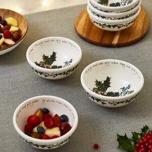 The Holly and the Ivy Set of 6 Small Bowls White