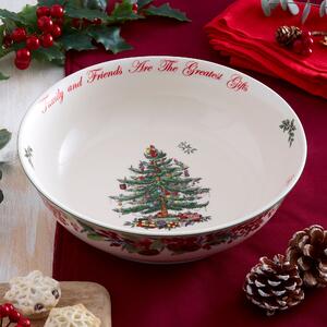 Dunelm Porcelain White & Green Christmas Tree 2023 Annual Large Bowl, 6.6cm x 25.4cm x 25.4cm White