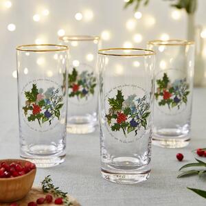 The Holly and the Ivy Set of 4 Hiball Glasses