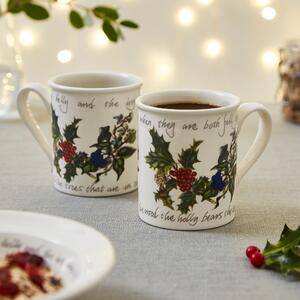 The Holly and the Ivy Set of 6 Breakfast Mugs White