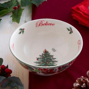 Dunelm Porcelain White & Green Christmas Tree 2023 Annual Small Bowl, 6cm x 16cm x 16cm White