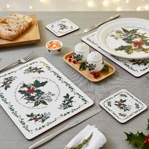 The Holly and the Ivy Placemat and Coaster Set White