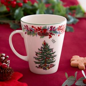 Dunelm Porcelain White & Green Christmas Tree 2023 Annual Mug, 11.5cm x 10.2cm x 14cm White