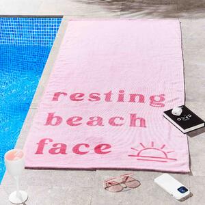 Sassy B Resting Beach Face Beach Towel 76cm x 160cm Pink