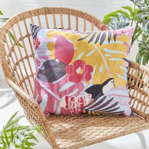 Catherine Lansfield Tropical Birds 45cm x 45cm Water Resistant Outdoor Filled Cushion Hot Pink