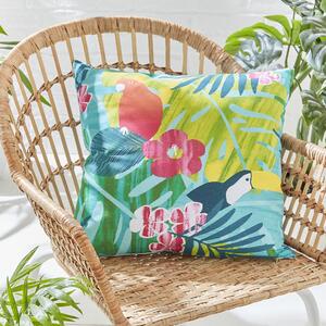 Catherine Lansfield Tropical Birds 45cm x 45cm Water Resistant Outdoor Filled Cushion Teal