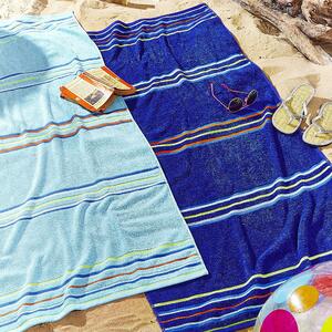 Catherine Lansfield Rainbow Beach Towel Pair 76cm x 160cm Blue