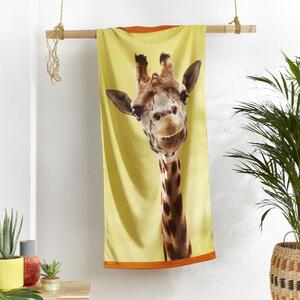 Catherine Lansfield Giraffe Beach Towel 76cm x 160cm Yellow