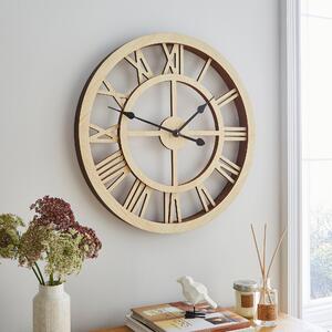 Wood Effect Skeleton Clock 60cm Brown