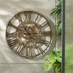 Indoor Outdoor Cogs Clock 60cm Gold