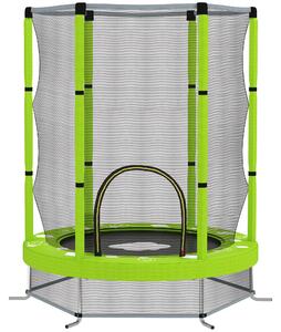 AIYAPLAY 4.6FT Toddler Trampoline w/ Safety Enclosure Net, for Indoor Outdoor Use, Ages 3-6 Years, Cloud Pattern - Green