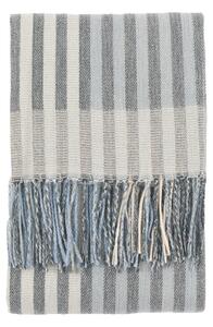 Lula Jacquard Stripe Throw in Blue and Natural